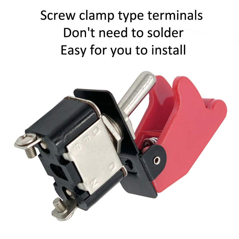 ESUPPORT 12V 20A Red Cover Rocker Toggle Switch SPST ON/OFF Car Truck Boat 2Pin Pack of 5 - Image 3